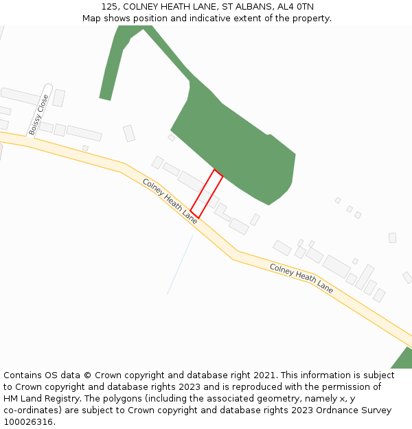 125, COLNEY HEATH LANE, ST ALBANS, AL4 0TN: Location map and indicative extent of plot