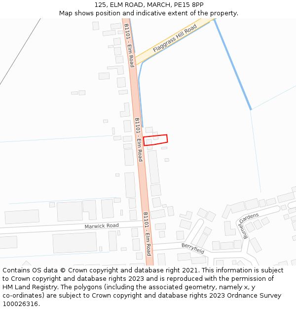 125, ELM ROAD, MARCH, PE15 8PP: Location map and indicative extent of plot