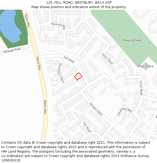 125, FELL ROAD, WESTBURY, BA13 2GP: Location map and indicative extent of plot