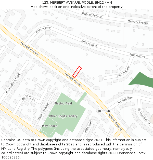 125, HERBERT AVENUE, POOLE, BH12 4HN: Location map and indicative extent of plot