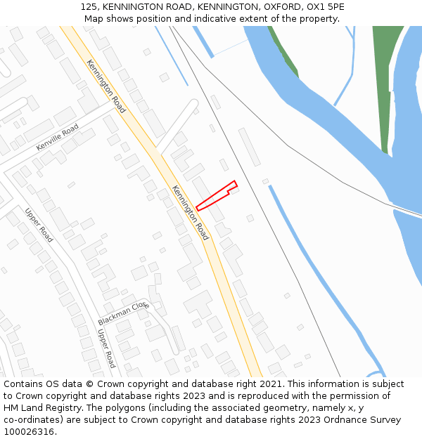 125, KENNINGTON ROAD, KENNINGTON, OXFORD, OX1 5PE: Location map and indicative extent of plot