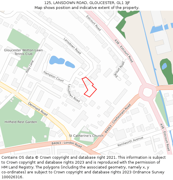125, LANSDOWN ROAD, GLOUCESTER, GL1 3JF: Location map and indicative extent of plot