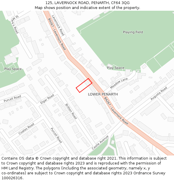 125, LAVERNOCK ROAD, PENARTH, CF64 3QG: Location map and indicative extent of plot