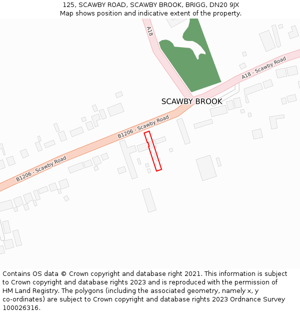 125, SCAWBY ROAD, SCAWBY BROOK, BRIGG, DN20 9JX: Location map and indicative extent of plot