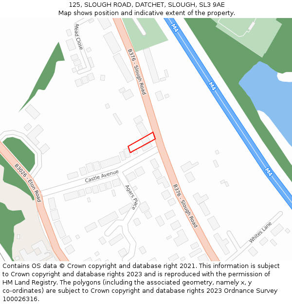 125, SLOUGH ROAD, DATCHET, SLOUGH, SL3 9AE: Location map and indicative extent of plot