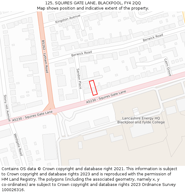 125, SQUIRES GATE LANE, BLACKPOOL, FY4 2QQ: Location map and indicative extent of plot