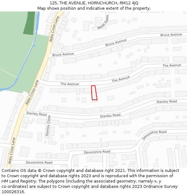 125, THE AVENUE, HORNCHURCH, RM12 4JQ: Location map and indicative extent of plot