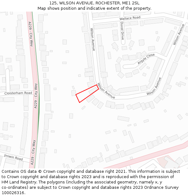 125, WILSON AVENUE, ROCHESTER, ME1 2SL: Location map and indicative extent of plot