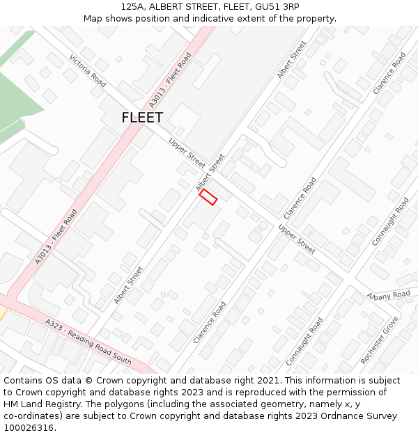 125A, ALBERT STREET, FLEET, GU51 3RP: Location map and indicative extent of plot