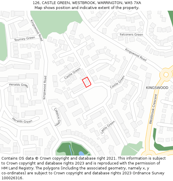 126, CASTLE GREEN, WESTBROOK, WARRINGTON, WA5 7XA: Location map and indicative extent of plot