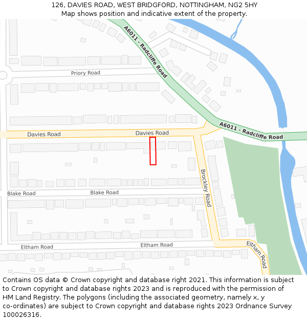 126, DAVIES ROAD, WEST BRIDGFORD, NOTTINGHAM, NG2 5HY: Location map and indicative extent of plot