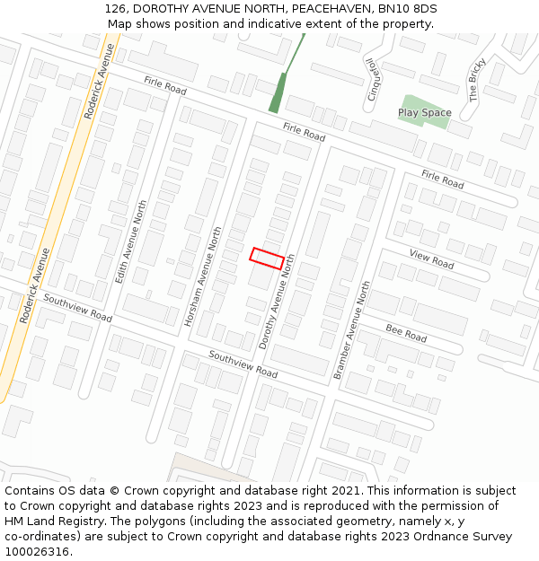 126, DOROTHY AVENUE NORTH, PEACEHAVEN, BN10 8DS: Location map and indicative extent of plot