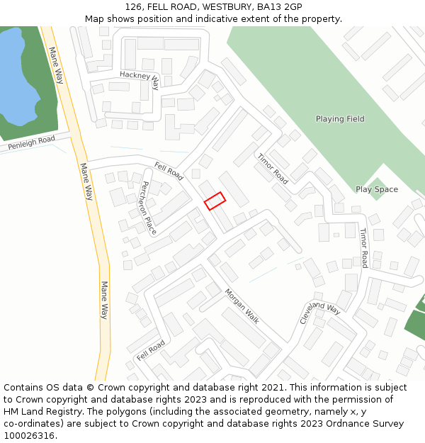 126, FELL ROAD, WESTBURY, BA13 2GP: Location map and indicative extent of plot