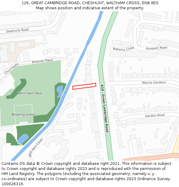 126, GREAT CAMBRIDGE ROAD, CHESHUNT, WALTHAM CROSS, EN8 9ES: Location map and indicative extent of plot