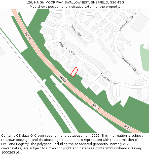 126, HAIGH MOOR WAY, SWALLOWNEST, SHEFFIELD, S26 4SG: Location map and indicative extent of plot