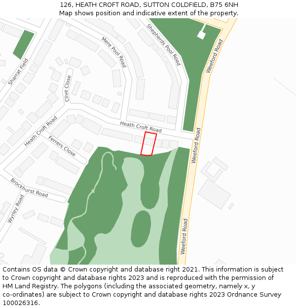 126, HEATH CROFT ROAD, SUTTON COLDFIELD, B75 6NH: Location map and indicative extent of plot