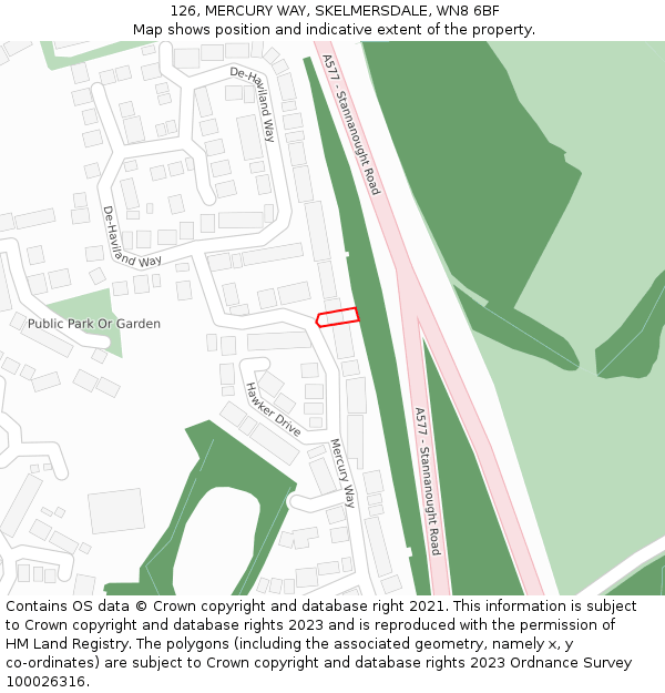 126, MERCURY WAY, SKELMERSDALE, WN8 6BF: Location map and indicative extent of plot