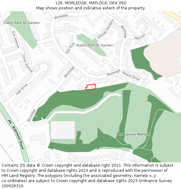 126, MORLEDGE, MATLOCK, DE4 3SD: Location map and indicative extent of plot