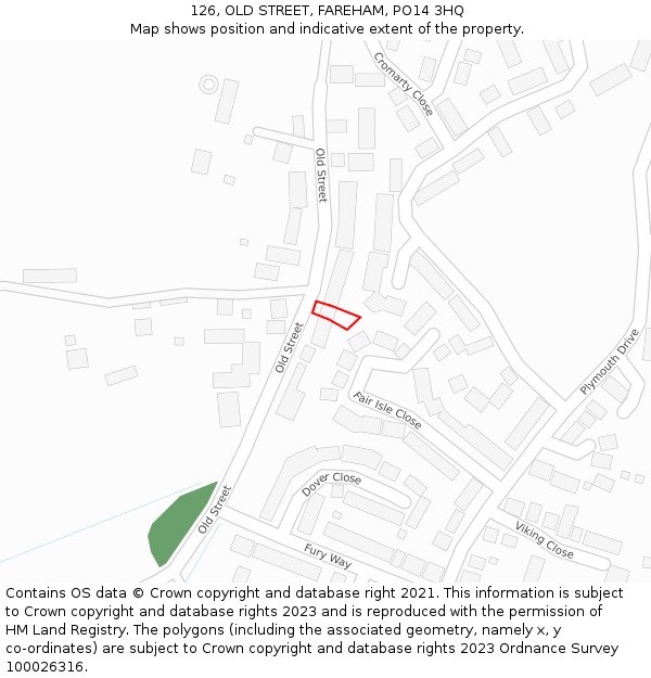 126, OLD STREET, FAREHAM, PO14 3HQ: Location map and indicative extent of plot