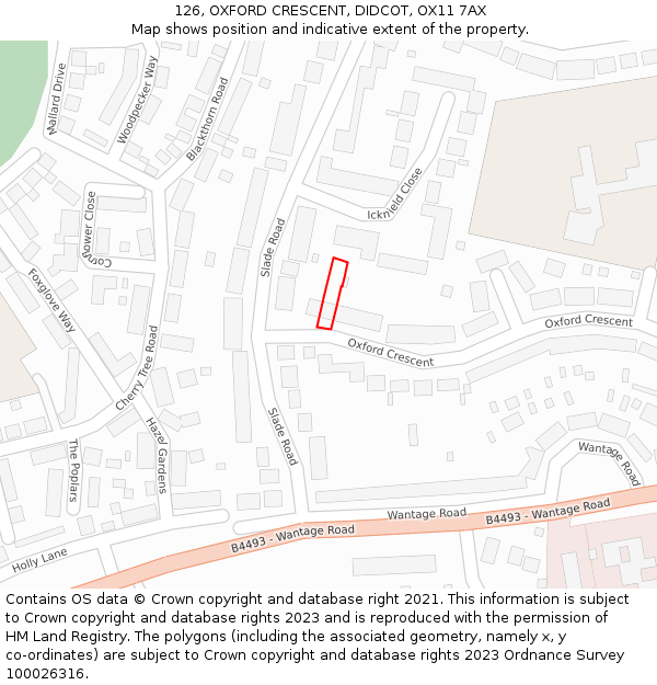 126, OXFORD CRESCENT, DIDCOT, OX11 7AX: Location map and indicative extent of plot