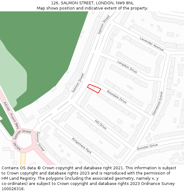 126, SALMON STREET, LONDON, NW9 8NL: Location map and indicative extent of plot