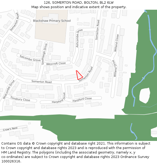 126, SOMERTON ROAD, BOLTON, BL2 6LW: Location map and indicative extent of plot