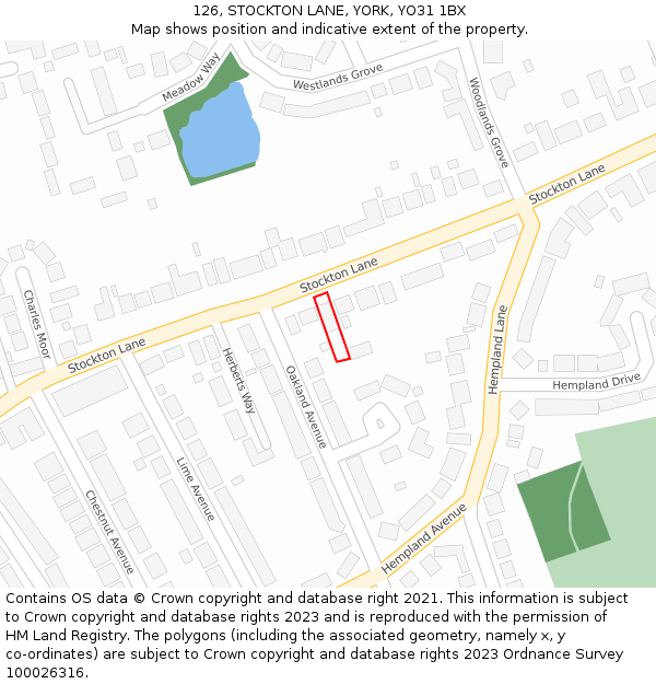 126, STOCKTON LANE, YORK, YO31 1BX: Location map and indicative extent of plot