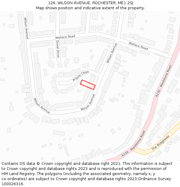 126, WILSON AVENUE, ROCHESTER, ME1 2SJ: Location map and indicative extent of plot