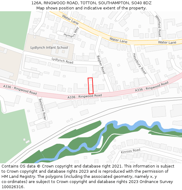 126A, RINGWOOD ROAD, TOTTON, SOUTHAMPTON, SO40 8DZ: Location map and indicative extent of plot