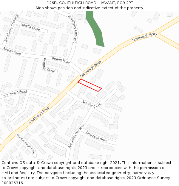 126B, SOUTHLEIGH ROAD, HAVANT, PO9 2PT: Location map and indicative extent of plot