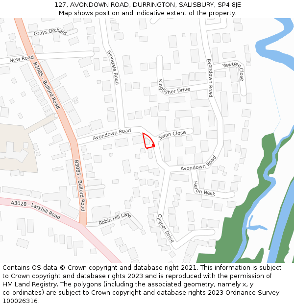 127, AVONDOWN ROAD, DURRINGTON, SALISBURY, SP4 8JE: Location map and indicative extent of plot