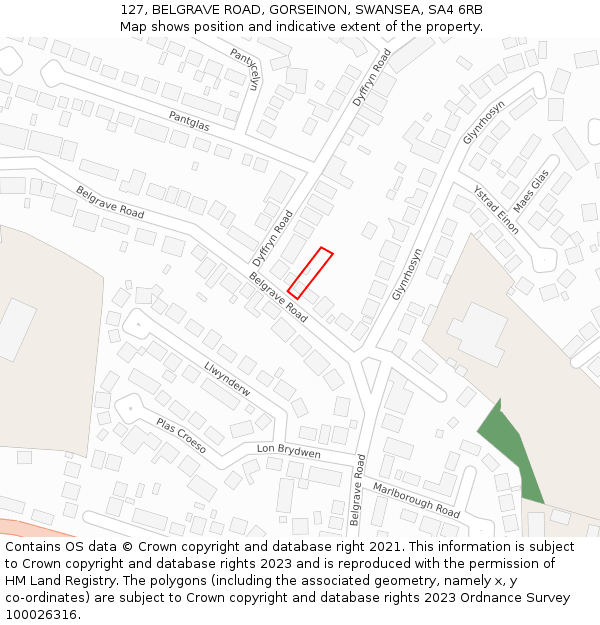 127, BELGRAVE ROAD, GORSEINON, SWANSEA, SA4 6RB: Location map and indicative extent of plot