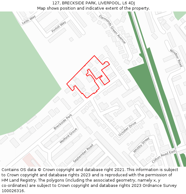 127, BRECKSIDE PARK, LIVERPOOL, L6 4DJ: Location map and indicative extent of plot