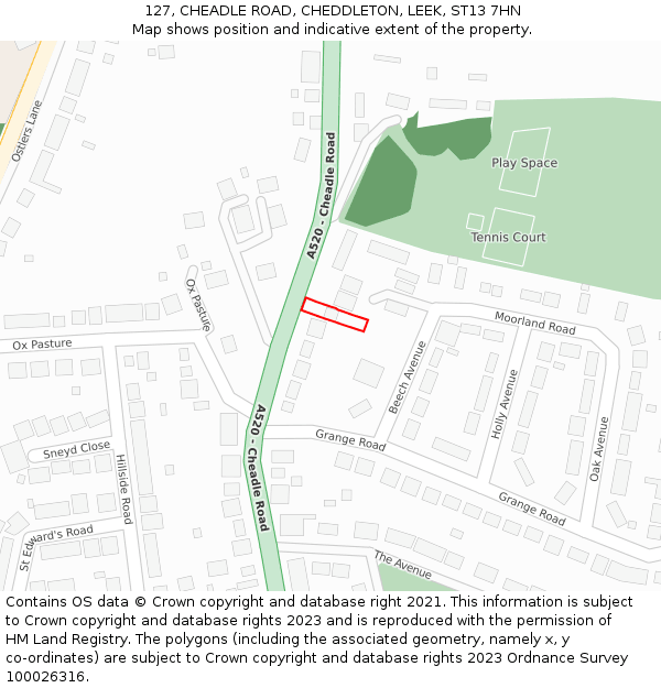 127, CHEADLE ROAD, CHEDDLETON, LEEK, ST13 7HN: Location map and indicative extent of plot