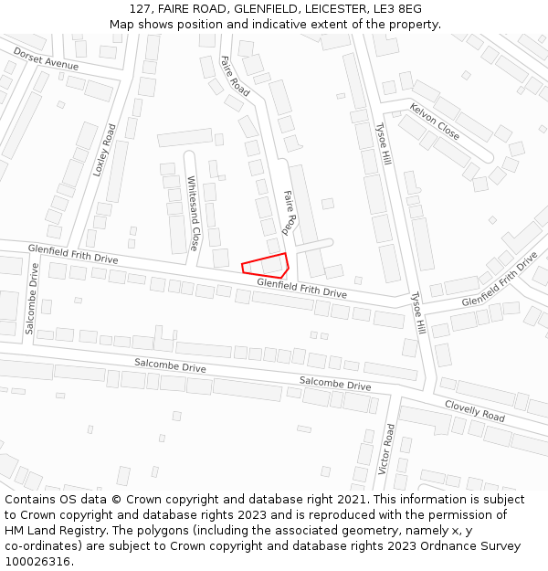 127, FAIRE ROAD, GLENFIELD, LEICESTER, LE3 8EG: Location map and indicative extent of plot