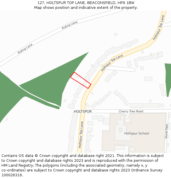 127, HOLTSPUR TOP LANE, BEACONSFIELD, HP9 1BW: Location map and indicative extent of plot