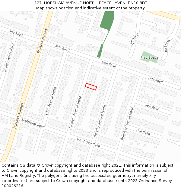 127, HORSHAM AVENUE NORTH, PEACEHAVEN, BN10 8DT: Location map and indicative extent of plot