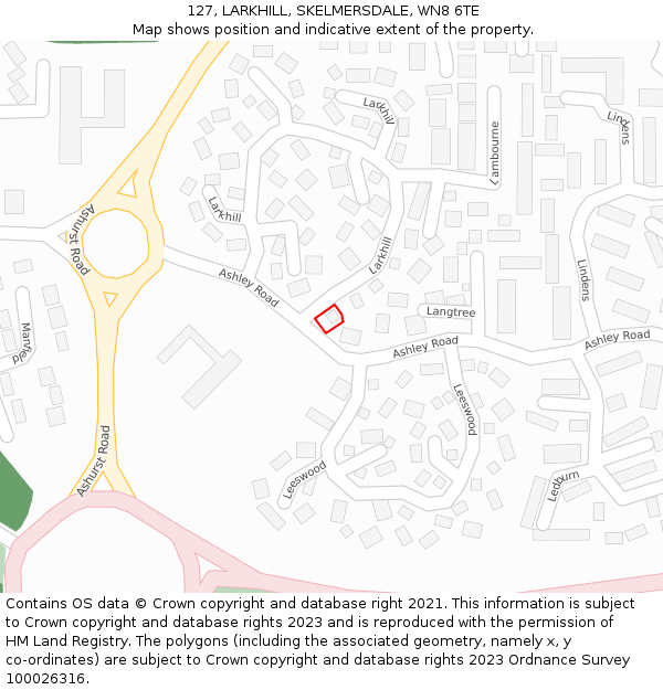 127, LARKHILL, SKELMERSDALE, WN8 6TE: Location map and indicative extent of plot