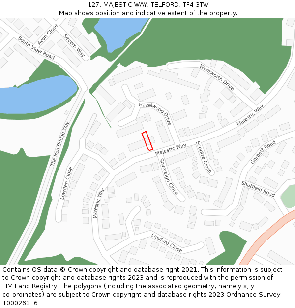 127, MAJESTIC WAY, TELFORD, TF4 3TW: Location map and indicative extent of plot