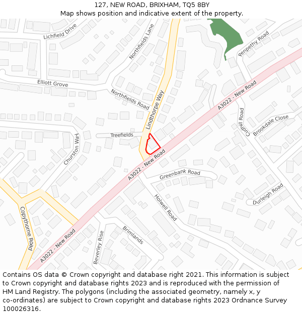 127, NEW ROAD, BRIXHAM, TQ5 8BY: Location map and indicative extent of plot