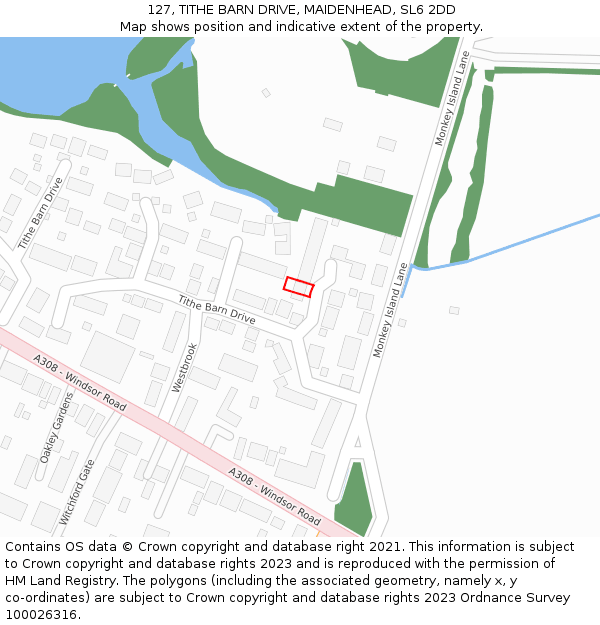 127, TITHE BARN DRIVE, MAIDENHEAD, SL6 2DD: Location map and indicative extent of plot