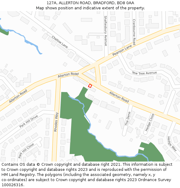 127A, ALLERTON ROAD, BRADFORD, BD8 0AA: Location map and indicative extent of plot
