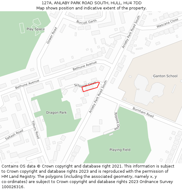 127A, ANLABY PARK ROAD SOUTH, HULL, HU4 7DD: Location map and indicative extent of plot