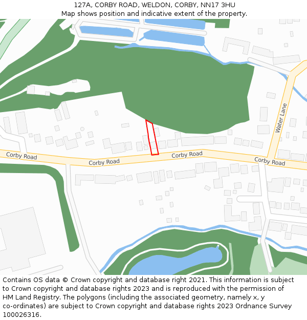 127A, CORBY ROAD, WELDON, CORBY, NN17 3HU: Location map and indicative extent of plot