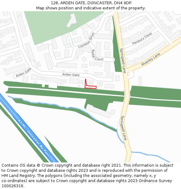 128, ARDEN GATE, DONCASTER, DN4 9DP: Location map and indicative extent of plot