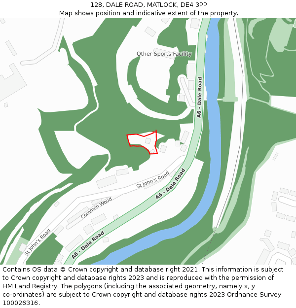 128, DALE ROAD, MATLOCK, DE4 3PP: Location map and indicative extent of plot