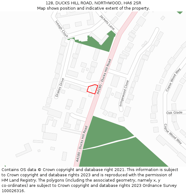 128, DUCKS HILL ROAD, NORTHWOOD, HA6 2SR: Location map and indicative extent of plot