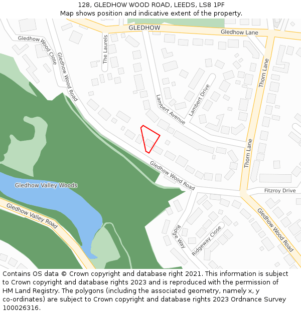 128, GLEDHOW WOOD ROAD, LEEDS, LS8 1PF: Location map and indicative extent of plot