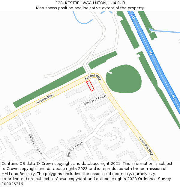 128, KESTREL WAY, LUTON, LU4 0UR: Location map and indicative extent of plot