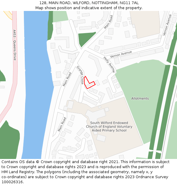 128, MAIN ROAD, WILFORD, NOTTINGHAM, NG11 7AL: Location map and indicative extent of plot